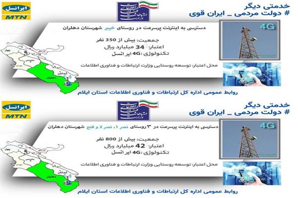 اتصال 4روستای شهرستان دهلران به اینترنت پرسرعت فراهم شد
